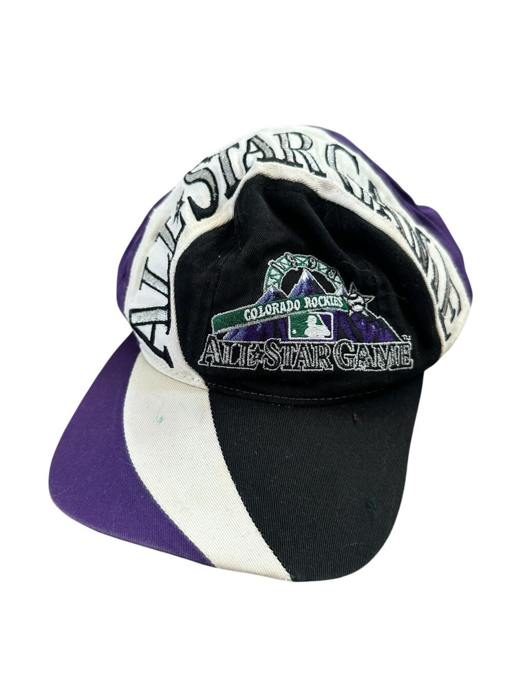 Vintage 90s 1998 Colorado Rockies MLB All Star Game Swirl Snapback Hat VTG